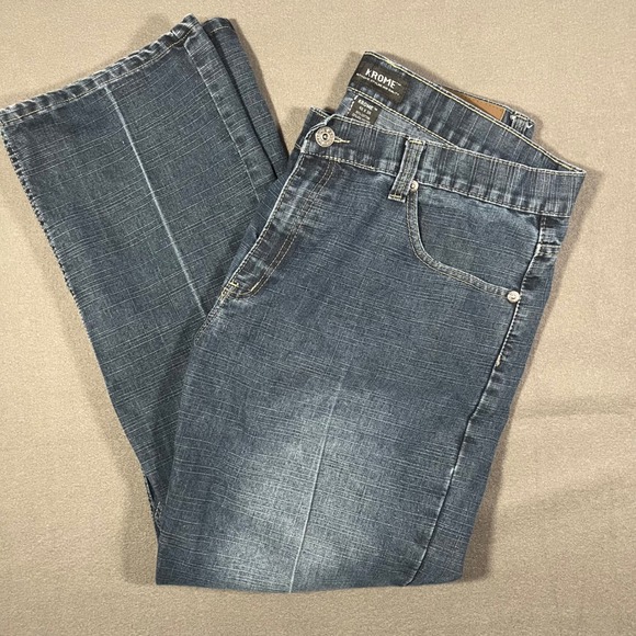 Krome Men Jeans 40x34 Dark Wash Straight Leg Denim Hip Hop Skater Y2K RN 137718 - Picture 2 of 13